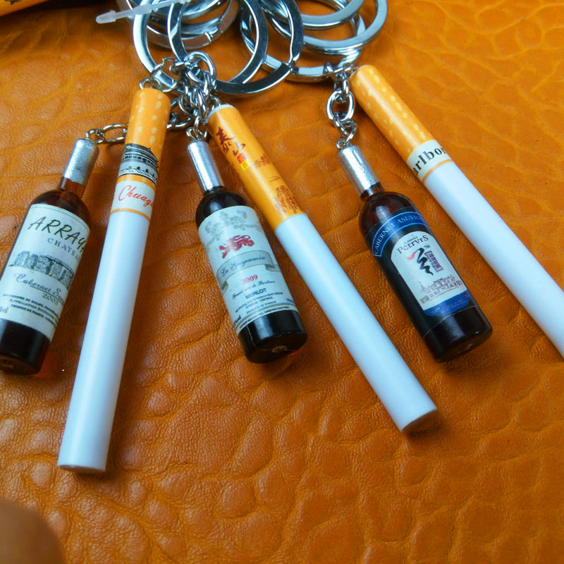 Tech Girl Accessories - 1PC Novelty Champagne With Cigarette Keyring