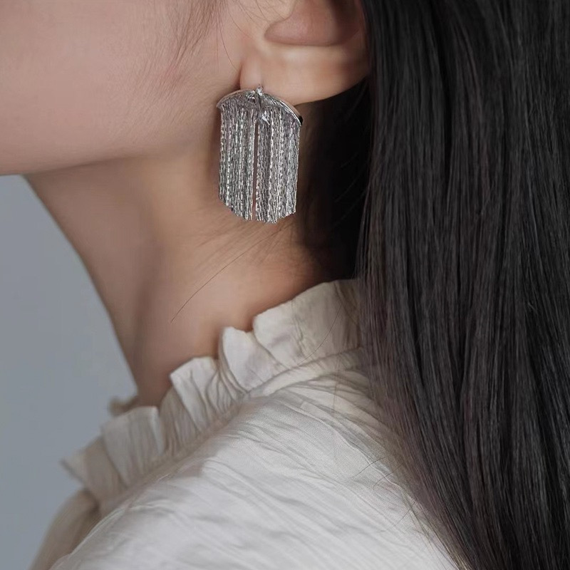 Silver Color Stud Drop Earring - Tech Accessories Dropshipping recension och pris